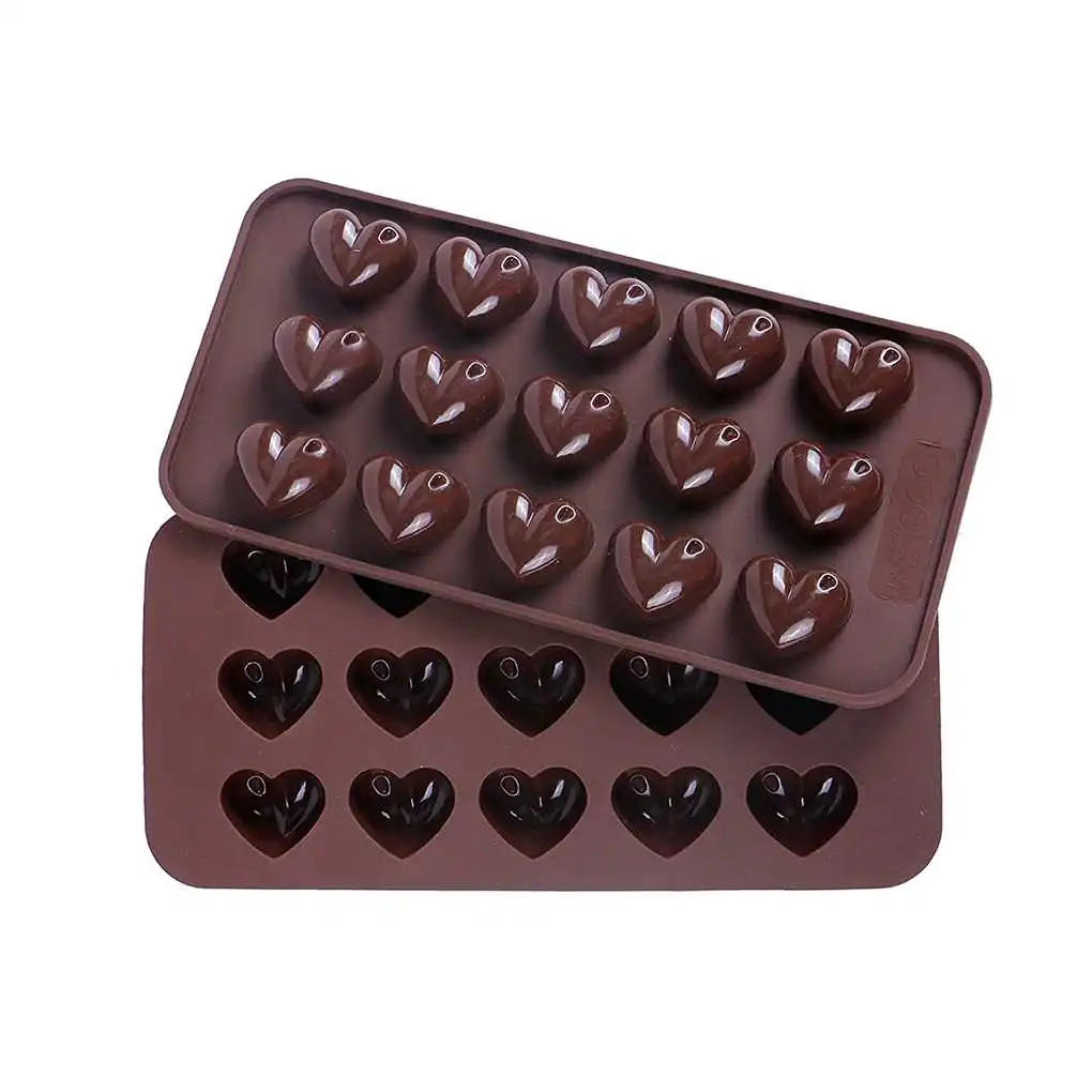 15 Rešetka U Obliku Srca 3D Silikon Kolač Voće Čokolada Kalup Bombone Keks Pečenje Fondan Oblik Dekoracije Torte Alati