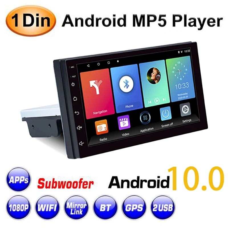 1 DIN Android 10 Auto Media Player Auto Stereo Radio 9 Cm Podesiva Pin Ekran FM GPS Navigacija MP5 Player