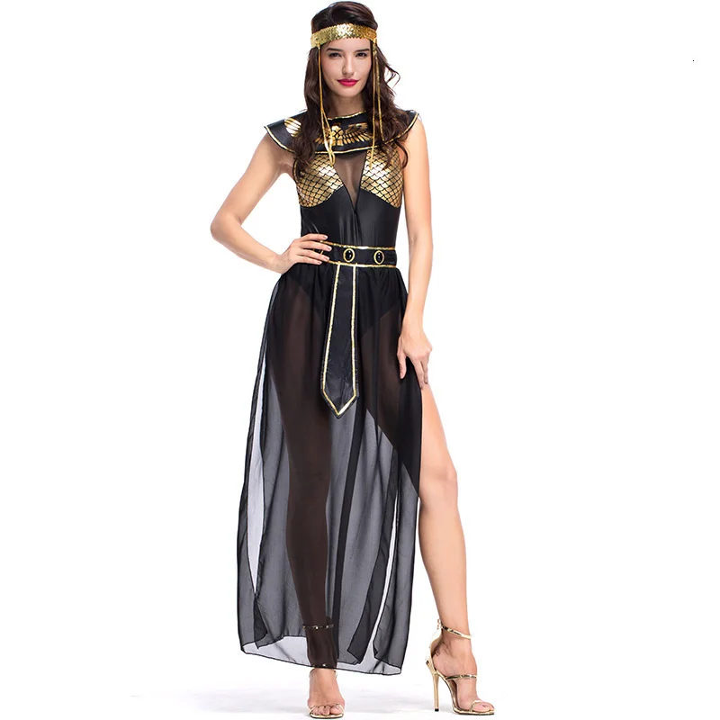 Egipatska stranka na Halloween, karneval, ženski kostim Kleopatre za odrasle, Egipatska kraljica, cosplay, seksualno zlatno costume haljina