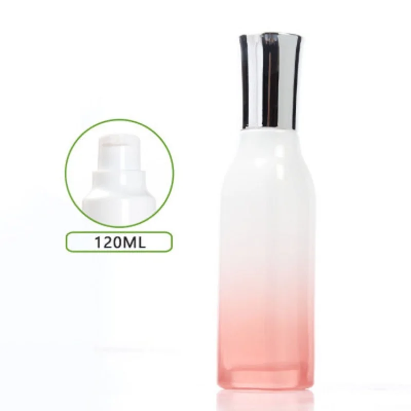 120 ml kvadratnog oblika pink staklena boca press pumpa losion/emulzija/serum/osnova/toner/voda эссенция plastična ambalaža za njegu kože