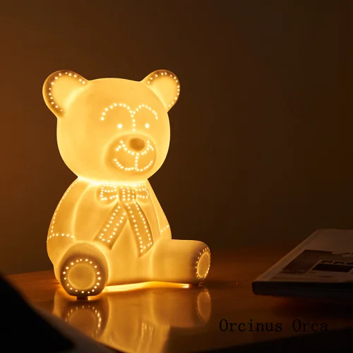 Crtani film Kreativni Medvjed Lampe Spavaća soba Noćni Lampe u Vrtić Suvremeni Skandinavski Jednostavan Životinja Led Keramičke Lampe za čitanje
