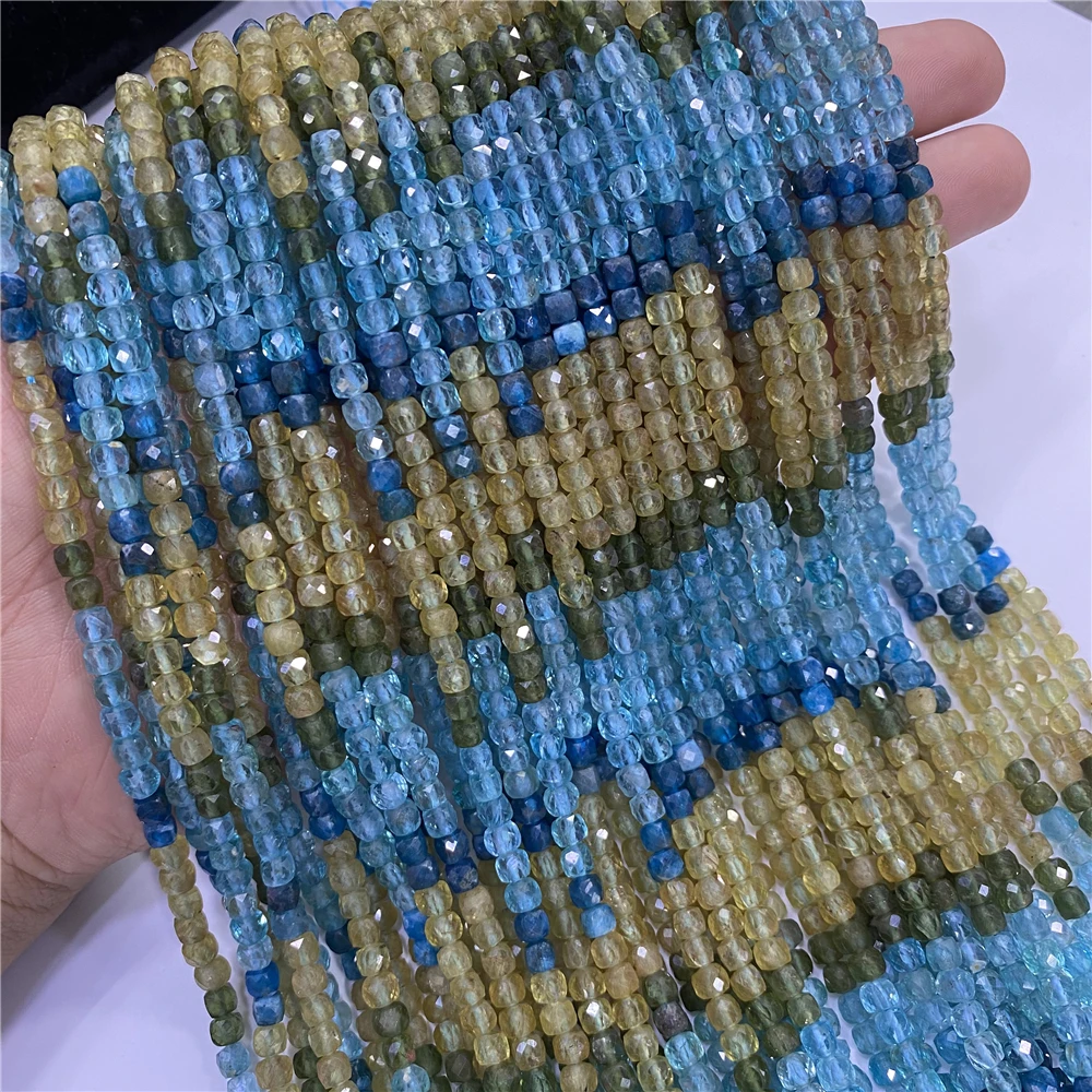 Veleprodaja Prirodni Апатит Kamena Kocka Cut-Perle pribor 4 mm Modni Kristalne Perle DIY Gem Perle Za Izradu Nakita Narukvica
