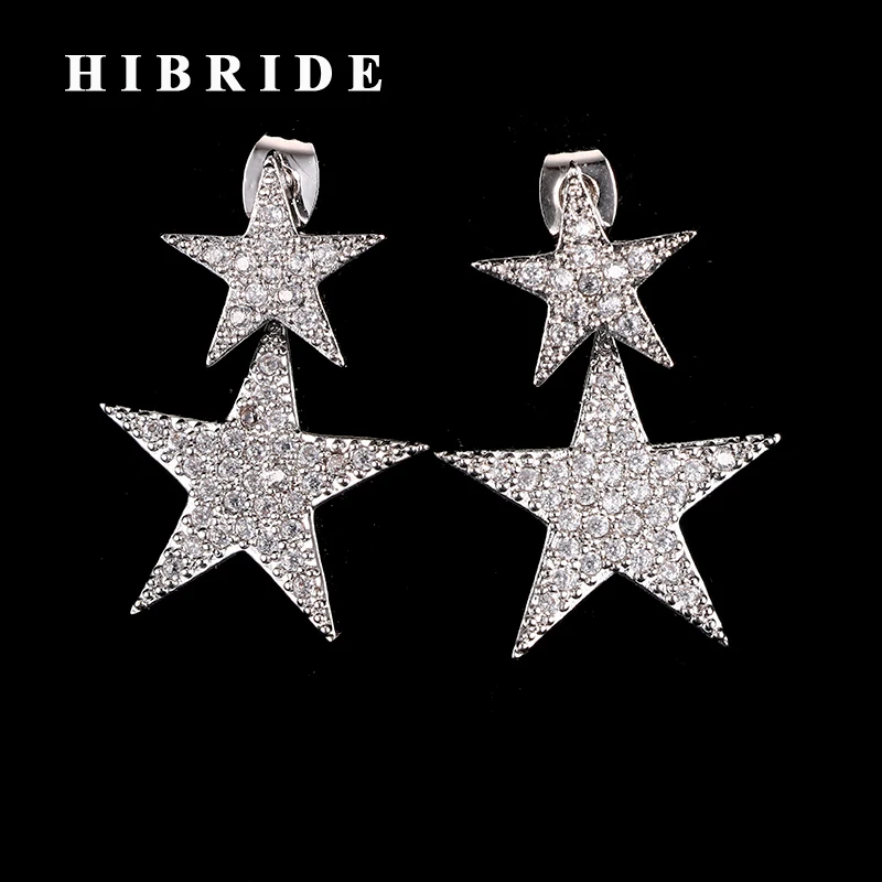HIBRIDE 2 Zvjezdice Sjajne Mikro CZ Utrti Za Žene Naušnice-Roze Luksuzni Dizajn Za Žene Angažman Naušnice E-397