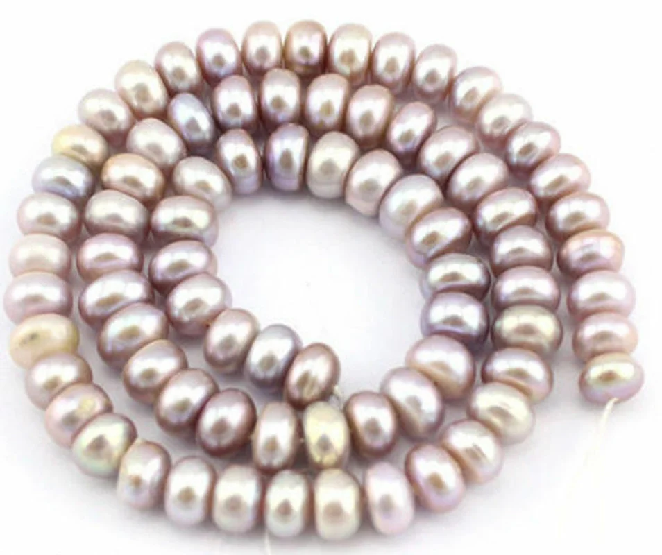 Prirodni 7-8 mm Ljubičasta Slatkovodni Kultiviranih Bisera Barokne Rondelle Slobodan Perle 15