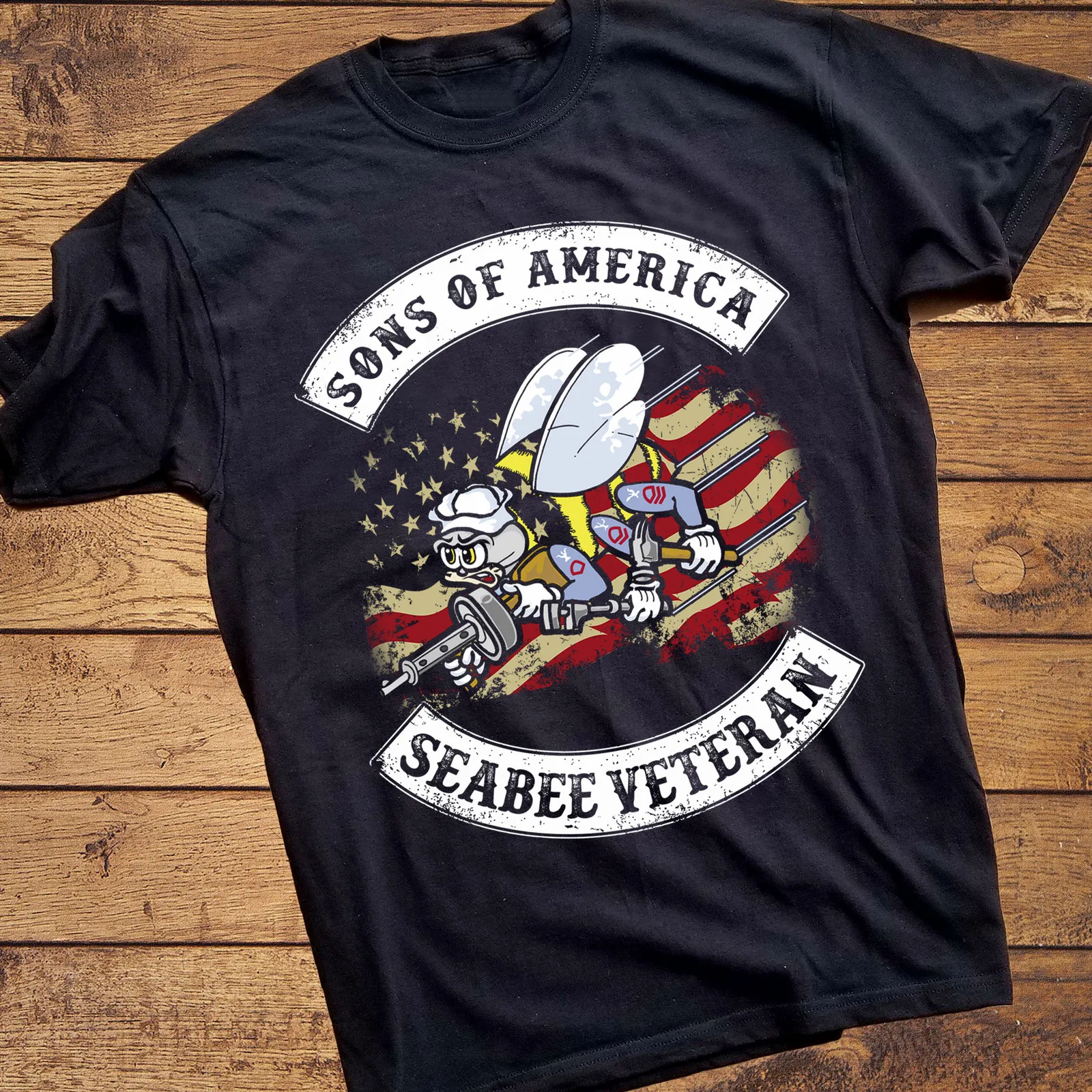 Sin u Americi Veteran AMERIČKE MORNARICE Seabee Poklon majica. Svakodnevne majice od 100% pamuka kratkih rukava, Bez top, Veličine S-3XL