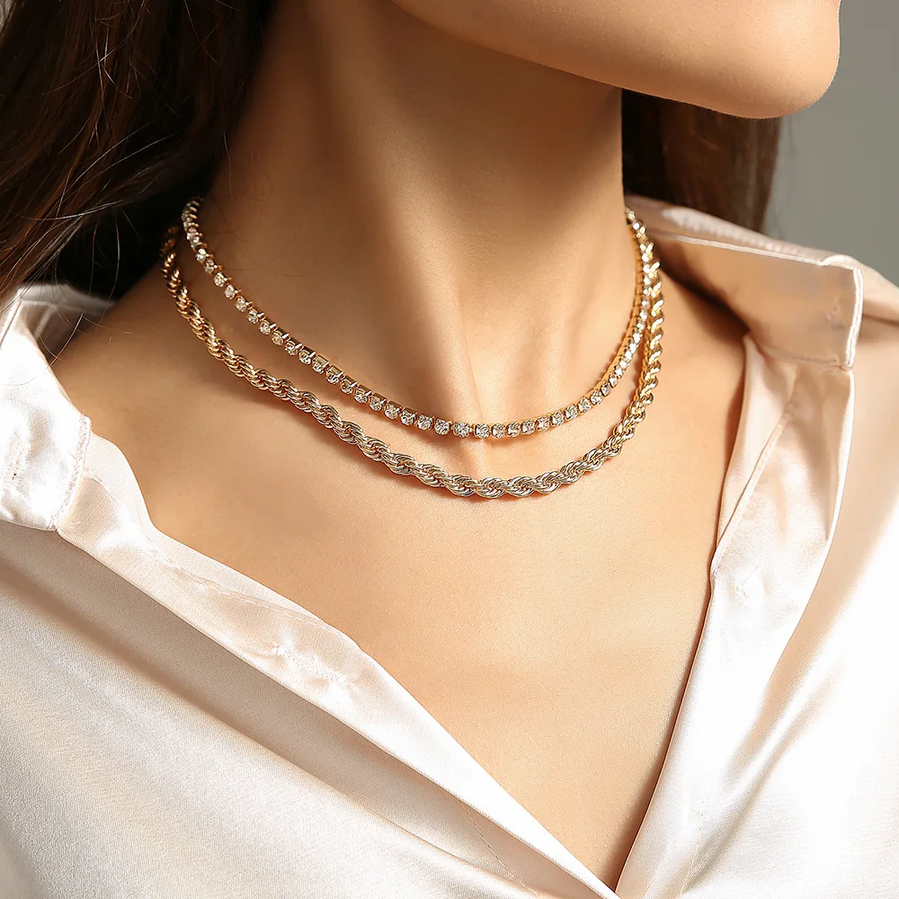 Modni Nakit jednostavan Dizajn univerzalni twist opskrbnog lanca i ogrlice klasicni puta dvostruko džemper lanac za Žene Poklon