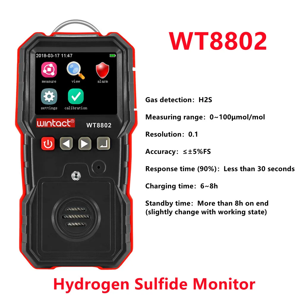 Monitor Sumporovodik WT8802 mikrofon visoke osjetljivosti Punjiva Plin Senzor H2S Detektor Vibracijskih Signalizaciju Alati za Kontrolu Kvalitete zraka