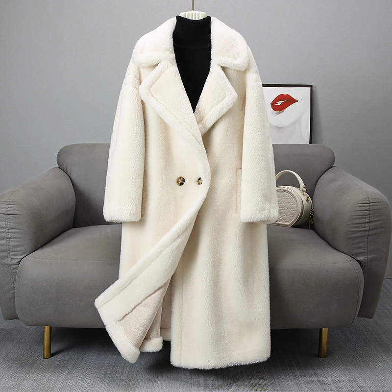 KMETRAM Ženski zimski kaput, od 100% vune меховое Kaput, ženski kaput od Ovčje vune, Topla Ženska Odjeća, Krzno jakna Casaco Feminino Lq