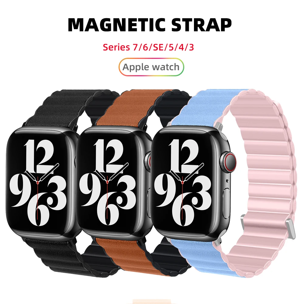 Kontrast Magnetski Remen Za sat Apple Watch Series 7 6 se 5 4 3-полосные Pametnih Satova 44 mm 40 mm 38 mm iWatch 45 mm 41 mm remen