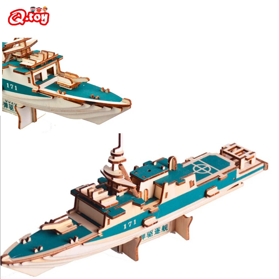3D Puzzle Igra Ratni brod Model DIY Prikupiti Drvene Slagalice Edukativne Dječje Igračke 8+ Godina