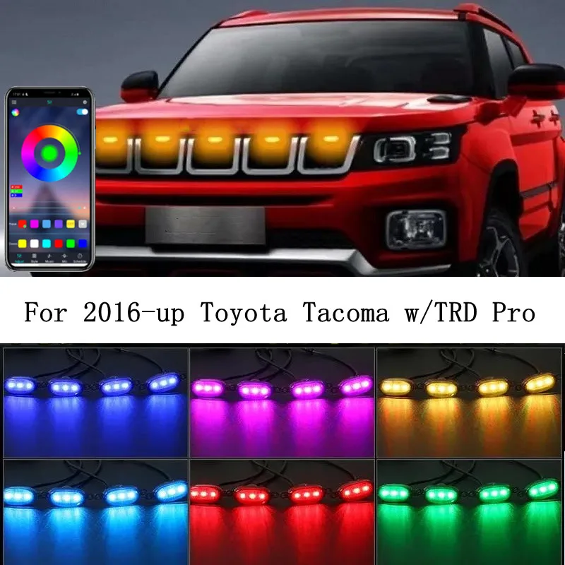 12 U PROGRAM Bežični daljinski Upravljač RGB LED Za 2016-up Toyota Tacoma w/TRD Pro Roštilj SAMO Prednja Rešetka Rasvjeta, stil Raptor