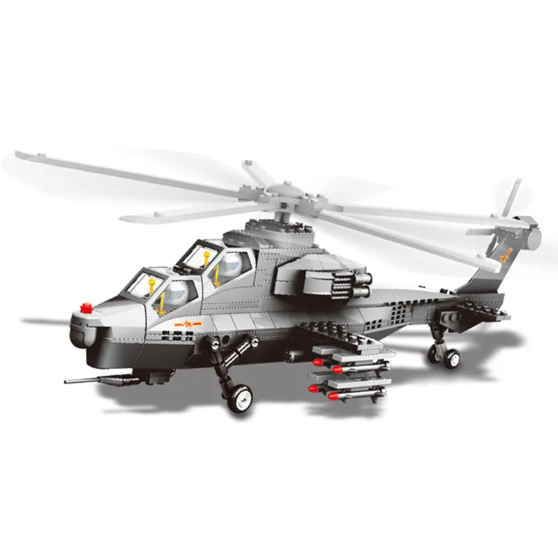 283 kom. od manekenske građevinske setove Vojni helikopter WZ10 3D blokovi Edukativne model građevinske igračke hobi JX002