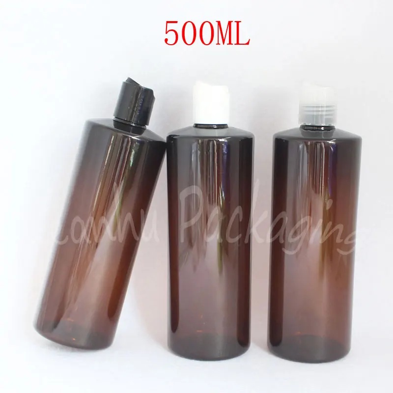 500 ml Smeđeg plastična boca s ravnim krakom, 500 ml Šampon / Losion za flaširanje, prazan kozmetički kontejnera ( 14 kom./lot)