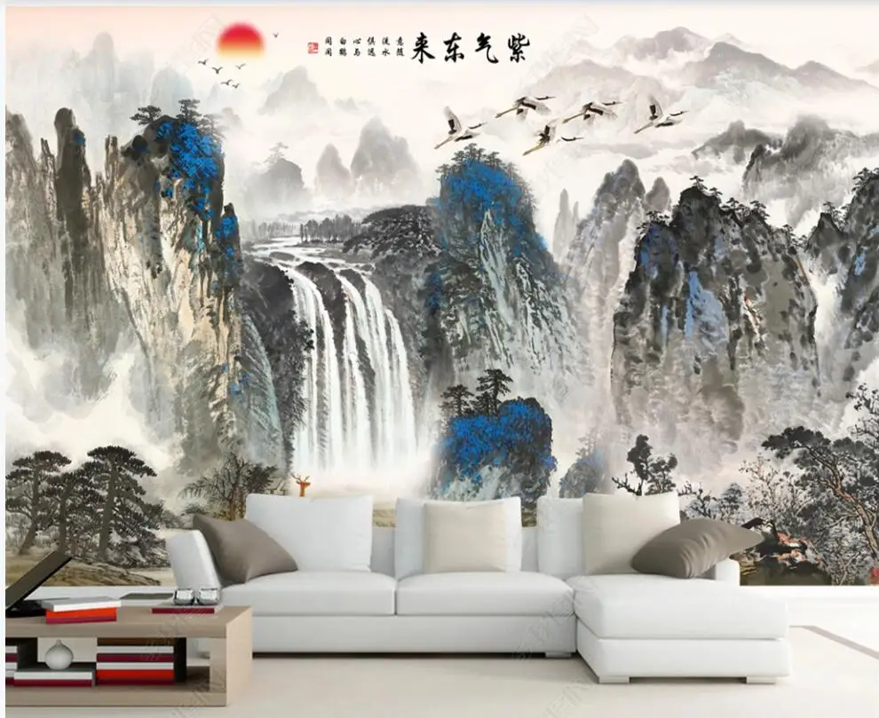 3d zidne zidne tapete na red freska kineski stil planinski vodopad krajolik home dekor foto tapete za zidove u rolama