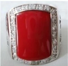 Fin muški prsten od crvenog koralja i srebra, veličine SAD-u, veličina 8 9 10 11 #, muški prsten od prirodnog kamena, dragulji, Sreća, Fin nakit