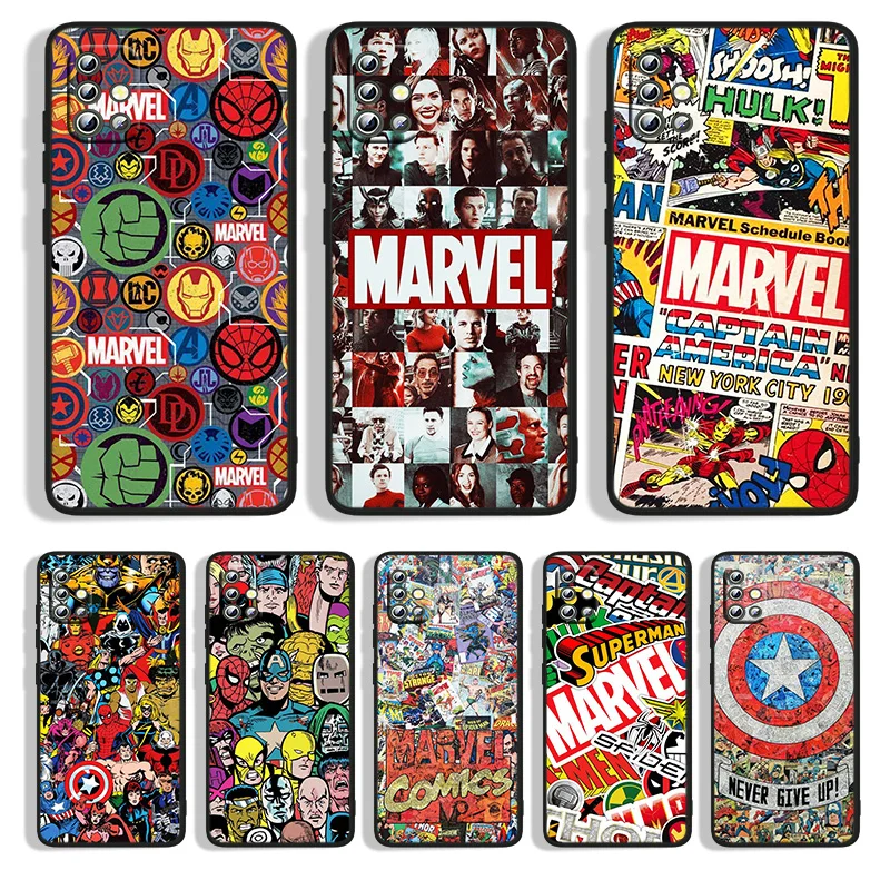Slatka Torbica Za telefon sa logom Marvel Comics za Samsung A91 A73 A72 A71 a a53 A52S A42 A33 A32 A23 A22 A13 A12 A03S, Crna Torbica