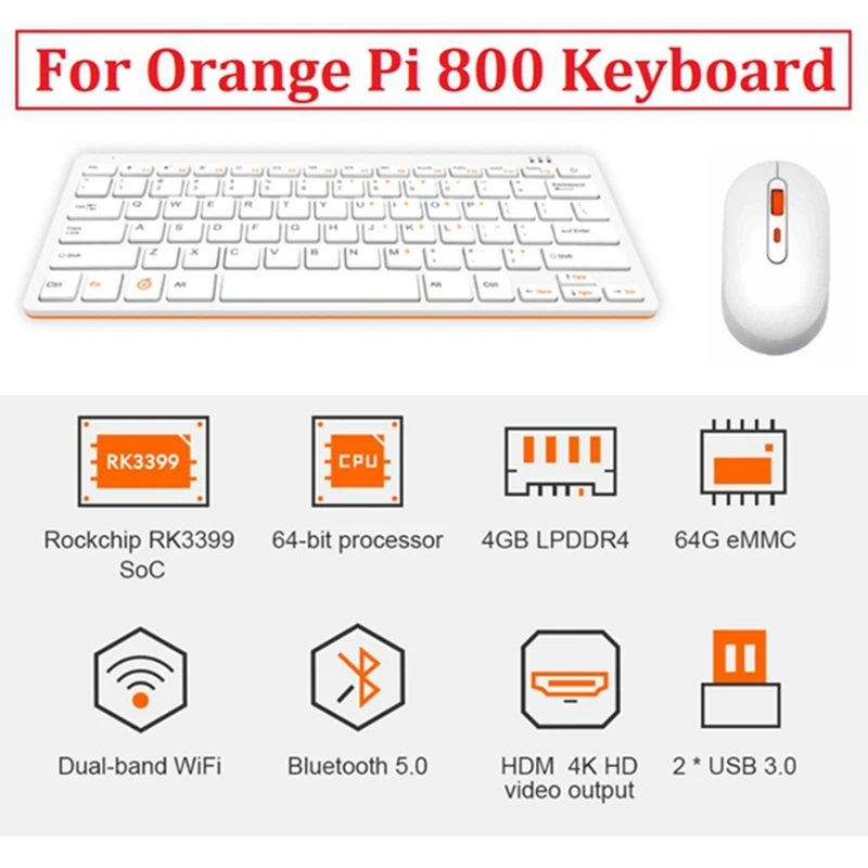 Za Orange Pi 800 Tipkovnica Computer set + Bežični Miš RK3399 4 GB RAM-a I 64 GB EMMC 4K HD 64-Bitni mini PC WIFI BT5.0 Računalo