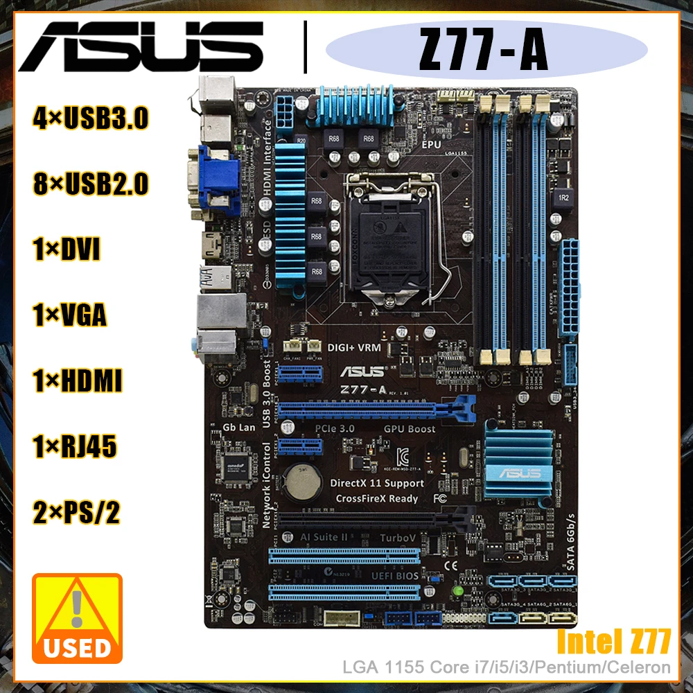 Matična ploča ASUS Z77-A s Intel Z77 LGA 1155 Matične ploče DDR3 32gb Podržava procesor Intel 22/32nm za Core i7 i5 i3
