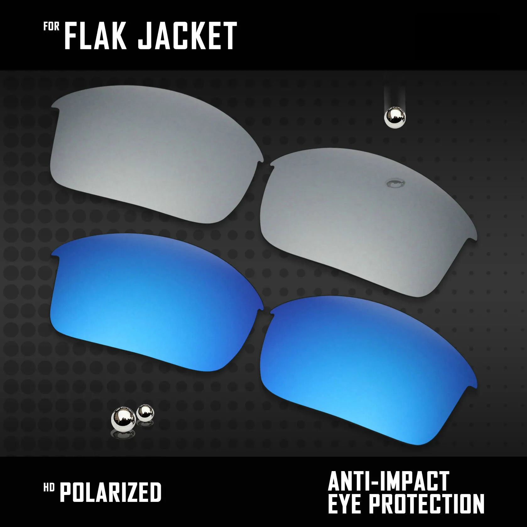 OOWLIT 2 Para Polarizirane sunčane naočale, Izmjenjive leće za oružje Oakley -Srebrno-plava