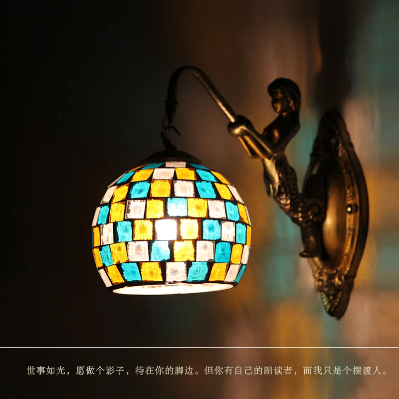 zidne lampe, zidne lampe industrijske zone caffe-bara ručno boji stakleni dekorativni lampa spavaće sobe uzglavlje kreveta