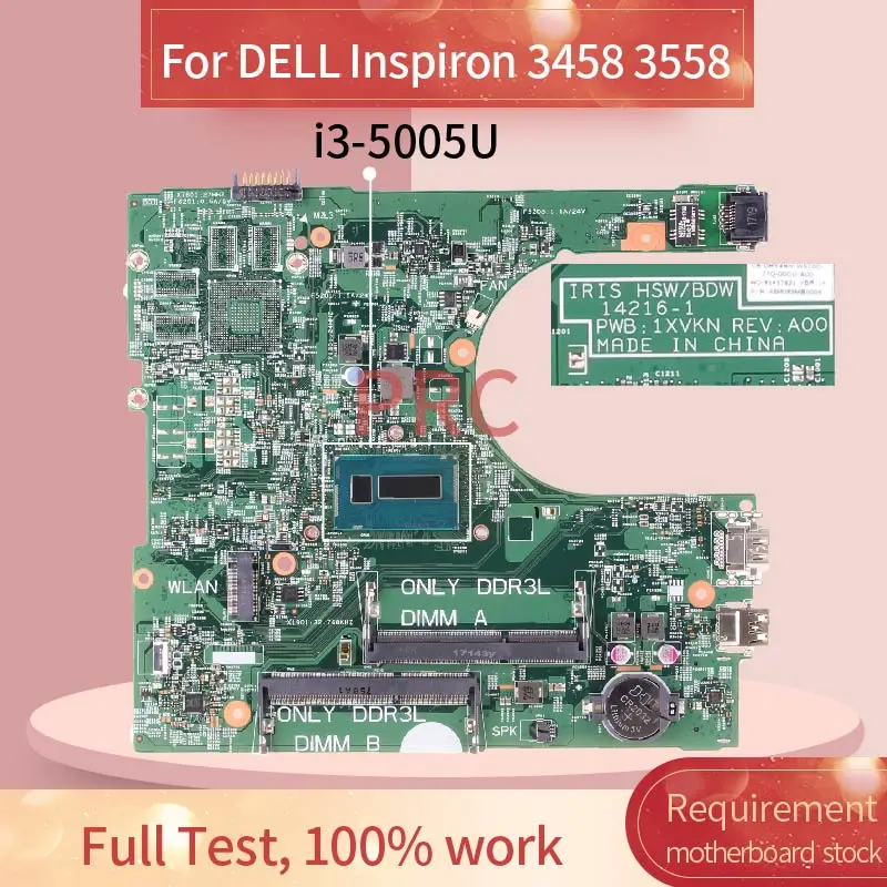 CN-0MY4NH Za DELL Inspiron 3458 3558 grijanje i3-5005U Matična ploča laptopa 14216-1 SR27G DDR3 kompletan test 100% rada