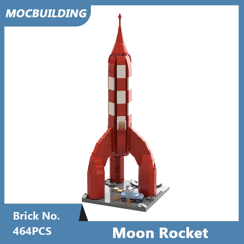 MOC Gradivni Blokovi, Crvena Luna Raketa Model Space Serije DIY Prikupljeni Cigle Kreativne Edukativne Dječje Igračke Božićne Darove 464 Kom