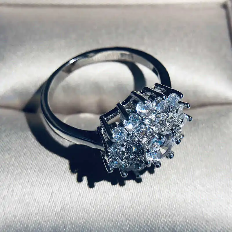 Novi modni donje super sija prsten s цирконием, pretjerane okrugli prsten u obliku cvijeta, donje zaručnički prsten, veličina 6-10