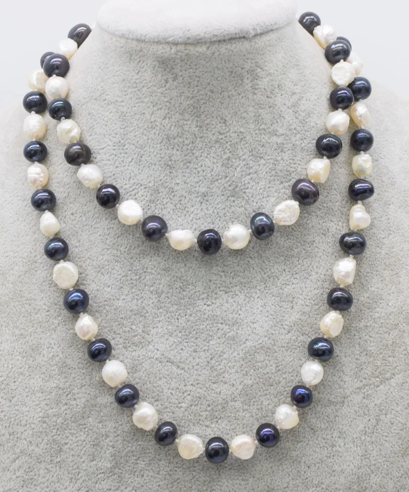 slatkovodni biseri bijeli u baroknom stilu i crna gotovo okruglo ogrlica 30 cm FPPJ veleprodaja perle priroda