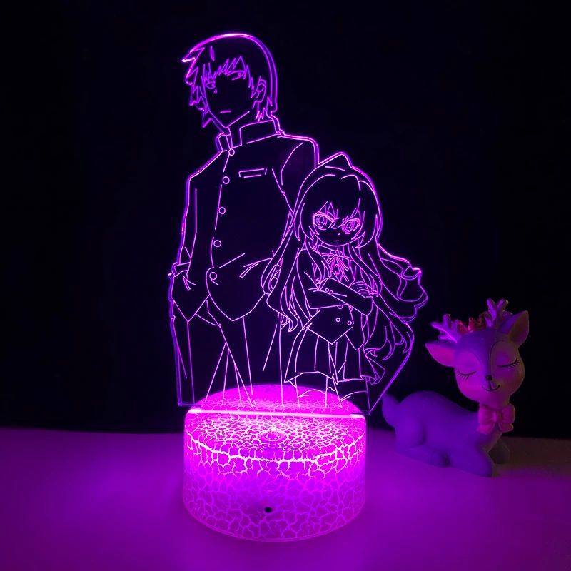 Toradora Led Svjetiljka za Uređenje Sobe Manga noćno svjetlo rođendanski Poklon Spavaća soba Dekor Stolni 3d Lampa Anime TIGAR i ZMAJ