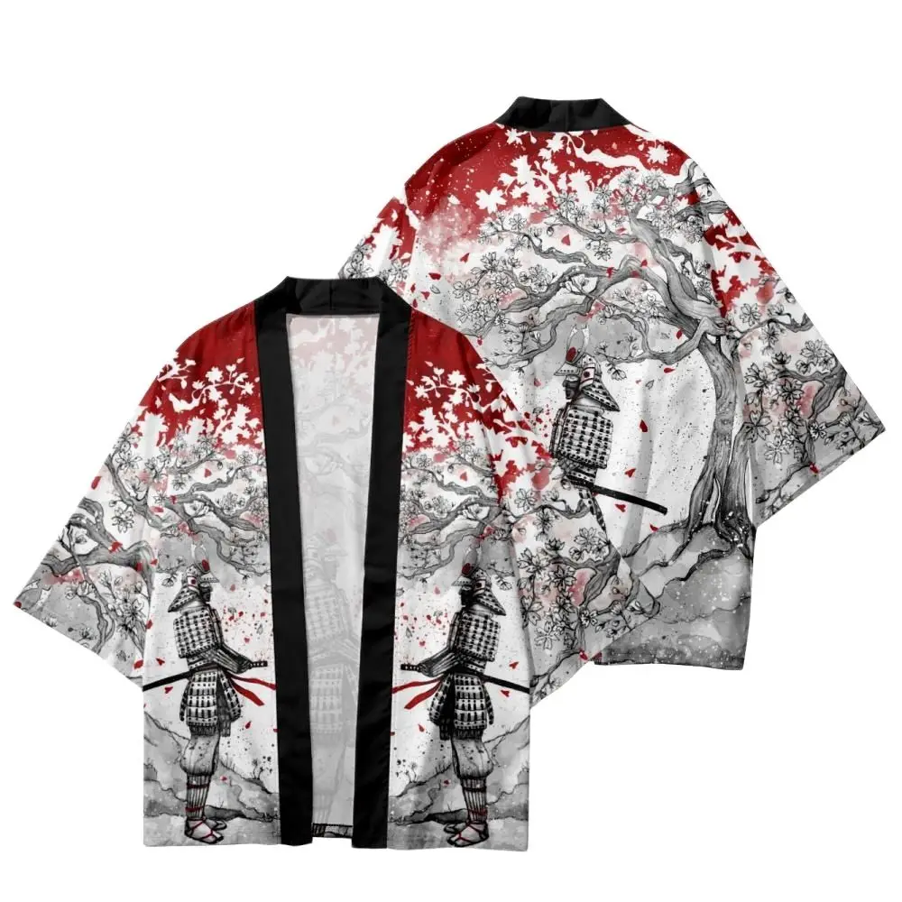Japan Crtani Samuraj S Cvjetnim Ispis Slobodan Japanski Muški Ženski Kimono Odbojka Na Kardigan Ulica Košulja Хаори Cosplay Юкат