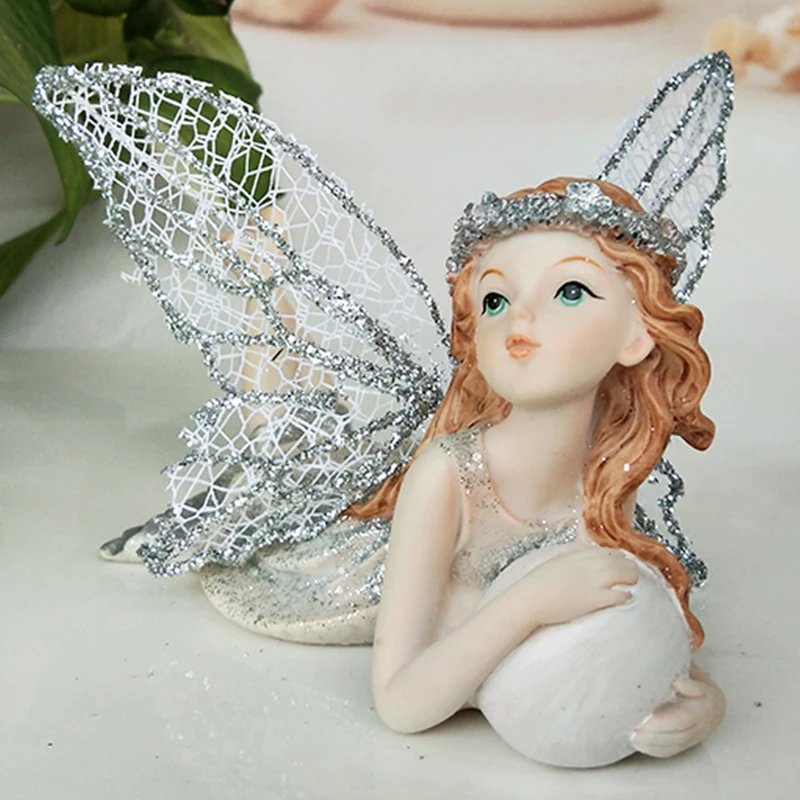 Predivna Krila Anđela sklopivi Flower Fairy Vile Silver Elf Stautes Uređenje Doma Pribor za Svadbene Darove Lijepa Djevojka