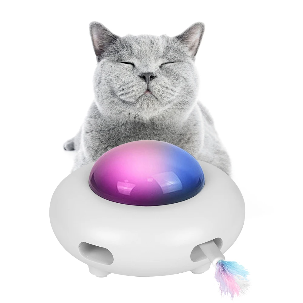 Igračke Za Zabavu Mačke USB Punjenje NLO Pet Okretni Stol Za Lov Zamjenjive Perja Interaktivni Automatska Električna Igračka Za Mačke