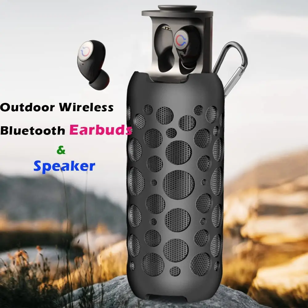 Bežične slušalice Fouetoway sa zvučnika Bluetooth (2 u 1), Prijenosni ulične male zvučnike s dubokim basom, Mini bežične slušalice s