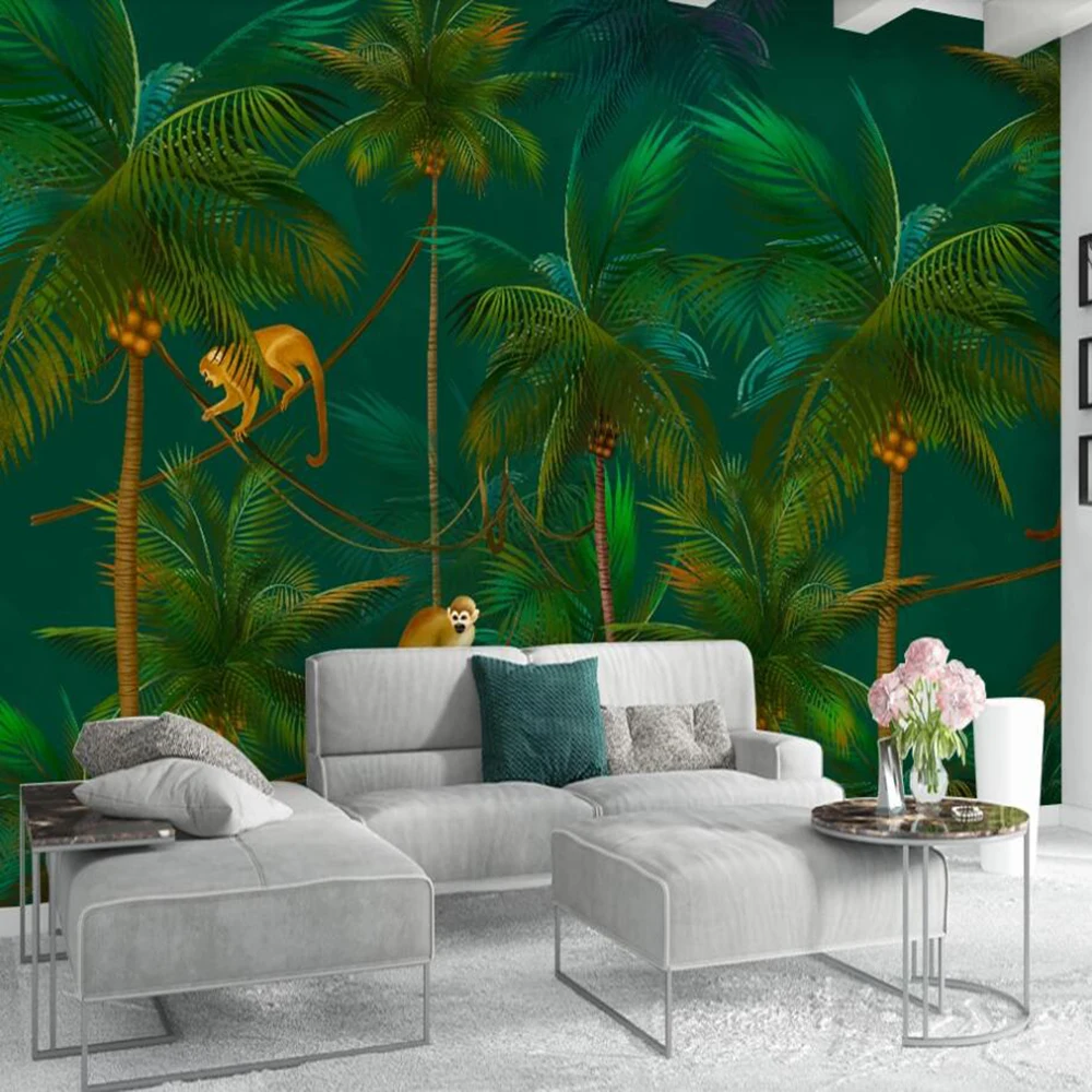 Milofi prilagođene 3D desktop freska europska klasicni ručno oslikana kokos palma šuma pozadina zida dnevni boravak spavaća soba ukras