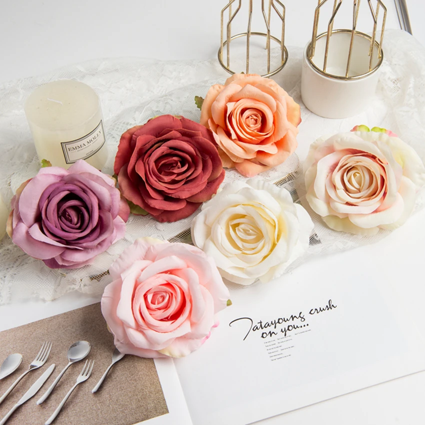 100pc 10 cm Svilene Ruže Vjenčanje Proizvoda Za Dom Božićnim Ukrasima Diy Kape Obrt Broš za Dom Umjetno Cvijeće