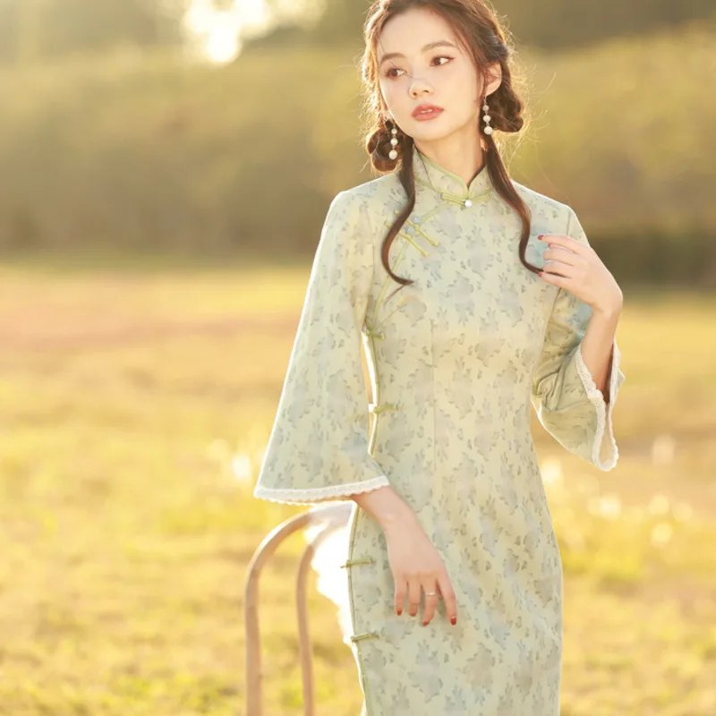 Proljeće Poboljšava Moderno Donje Elegantan Kineska Haljina Cheongsam Orientale Traditional Vestido Chino Mujer China Qipao Casual Odjeća