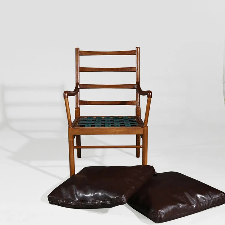 Skandinavski danski dizajner za čitanje na jednu osobu minimalistički zgodan lijeni kožni kauč od punog drveta stolica za dnevni boravak neto crvena blagovaonica